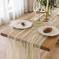 6Pcs Beige Cheesecloth Table Runner 120 Inches for Party Home Decorations by KEKETOARRANGE