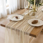 6Pcs Beige Cheesecloth Table Runner 120 Inches for Party Home Decorations by KEKETOARRANGE