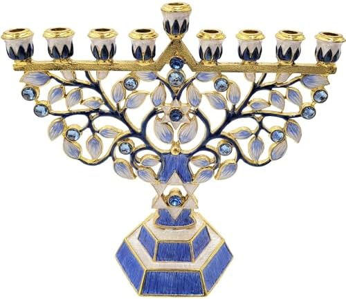The Dreidel Company Hanukkah Menorah Enamel Hand-Painted Enameled Metal by TheDreidelCompany