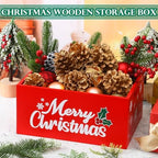 Namalu Christmas Hot Cocoa Bar Decor 11x8x5 in Wooden Storage Box, Red - Image 4