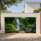 Waterfalls Garage Door Cover Banner, 6x13 ft Forest Scenery with River Landscape, Large Indoor/Outdoor Wall Decoration (Green Scenic Waterfall) - Image 3
