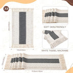 4 Sets Grey Kitchen Decor,Table Setting Decor with Round Woven,Rectangular,Wooden Bead Napkin Rings,Cloth Napkins,Table Runner & Storage Basket,Natural Burlap Cotton for Kitchen Dining Table Home - Image 3