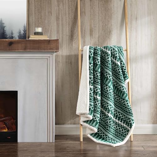 Eddie Bauer - Throw Blanket, Ultra-Soft Plush Bedding with Faux Shearling Reverse, Blanket for Couch & Bed (Alpine Fair Isle Green, 50" x 60") - Image 5