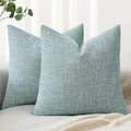 MIULEE Pack of 2 Decorative Linen Burlap Coastal Pillow Covers Farmhouse Boho Accent Pillowcases for Sofa Car Couch Bedroom Living Room Decor 20x20 Inch Teal by MIULEE