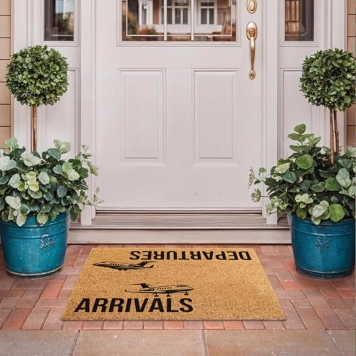 Funny The Entrance Way Outside Personalized Rug with Heavy-Duty Non Slip Outdoor Coconut Coir Doormat Pets Lover Gift 23.6 x 15.7 inch (Arrivals and Departures Airplane) - Image 4