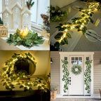 6.56FT Green Vines Garland with Lights 96 LED Battery Operated with Timer Faux Photos Vines Twig with Lights Spring Garlands Decortions for Mantel Fireplace Table Wall Patio Wedding Holiday Home Decor - Image 6