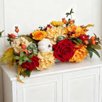 PureCosy Fall Centerpiece for Table, Handmade Realistic Silk Floral Arrangement with Peonies, Roses, Berries & Foam Pumpkins Thanksgiving Centerpiece and Autumn Harvest Table Decor for Dining Table by PureCosy