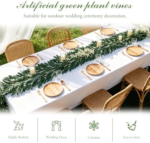 dallisten 3Pcs 6.5FT Artificial Olive Leaves Vine, Silk Fake Olive Garland - Image 5