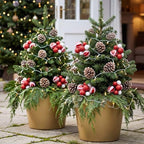 Daifunli 8 Pcs Red and White Peppermint Christmas Ball Tree Picks 7.87 Inch by Huiinen