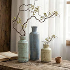 Ceramic Vase Set of 3, Rustic Distressed Bud Vases for Home Decor, Cottagecore Small Decorative Vases for Flowers, Centerpiece Table Vase Set for Living Room Kitchen Shelf Mantel Farmhouse - Image 2