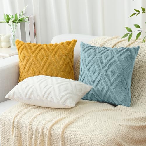 Pallene Fall Light Teal Faux Fur Throw Pillow Covers 20x20 Set of 2 - Image 6