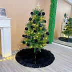 Velvet Christmas Tree Skirt Black 60 inch Ruffled Holiday Tree Skirt for Rustic Xmas Tree Decoration - Image 3