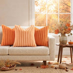 decorUhome Fall Faux Fur Throw Pillow Covers 22x22 Set of 2 Pumpkin Orange - Image 5
