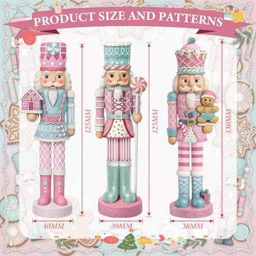 Simgoing 3 Pcs Pastel Christmas Nutcracker Gingerbread Resin Nutcrackers - Image 2