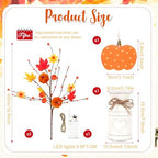 Thanksgiving Centerpieces for Tables Fall Table Decor 5 Pcs Artificial Pumpkins Maple Leaf Stems with Vase, String Lights and Wooden Sign Flowers Arrangements for Autumn Harvest Farmhouse Home Decor - Image 2