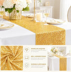ShinyBeauty Gold Sequin Table Runner 12x108 Inch 10 Pack for Wedding Party - Image 4