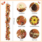 Artgar Fall Garland - 6 Ft Maple Leaf Pumpkin Berry Garland - Image 2