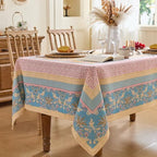 Vintage Floral Tablecloth Rectangle – Boho Farmhouse Printed Table Cloth with Blue Yellow Patchwork Design, Waterproof Table Cover for Dining Table, Outdoor Picnic & Summer Party, 60x84 - Image 2