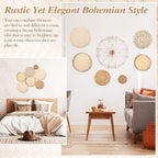 Hushee 7 Pcs Boho Wall Basket Decor, Seagrass Woven Round Bohemian Hanging Basket for Wall Handmade Hanging Rustic Flat Art Decor for Farmhouse Bedroom Living Room Display Table Settings Kitchen Home - Image 3