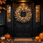 Handmade Autumn Harvest Wreath, 22" Fall Wreath with Faux Eucalyptus and Cream Berries, Thanksgiving Wreaths for Front Door Porch, Farmhouse Decor for Indoor Outdoor - Image 5