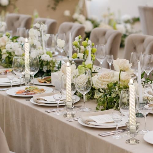 84 Pcs Clear Glass Candlestick Holders Taper Candle Holder Bulk 2.5 Inch Candle Stick Holder for Table Centerpiece Mantel Wedding Housewarming Gift Rustic Vintage Valentines Dinning Decoration (Clear) - Image 7