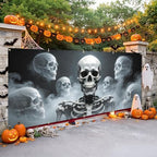7x16FT Skull Break Wall Halloween Garage Door Banner Skeleton Witch Happy Hallowen Garage Door Cover for Hallowen Decoration - Image 5