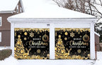 Black Gold Garage Door Christmas Cover Decorations: Xmas Tree Garage Door Cover Banner 7x8ft, Merry Christmas and Happy New Year Party Backdrop for Photography Large Christmas Background - Image 2