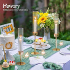 Hewory Gold Hurricane Candle Holders: 12 PCS Tall Taper Candlestick Candle Holders Bulk for Candlesticks Candle Sticks Holder Decor for Table Centerpiece Wedding Party Christmas Decorations - Image 5