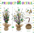 nuvagiki Mardi Gras Table Tree Decorations, 2 Pack 17'' Artificial Berry Blossom Tree Table Centerpiece for Mardi Gras Holiday Decorations, Mardi Gras Home Decor, Mardi Gras Gifts - Image 3