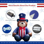 USA 250th Anniversary Patriotic Inflatable 5.6FT Bear with Bow for 4th of July, LED Blow Up Yard Decoration Outdoor Decor for 2026 Semicentennial Independence Day - Image 4