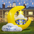 6FT Tall Inflatable Ramadan Moon Outdoor Decoration, Waterproof Inflatable Eid Mubarak Decor, Blow Up Muslim Holy Celebration Decor Built-in 4 LEDs for Yard, Garden, Lawn, Indoor by inslife