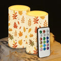 Maple Leaf Candles Battery Operated Flameless Candles with Remote Fall Decorations LED Fake Candles for Home Bedroom Harvest Holiday Thanksgiving Table Decor 3 inch Set of 2 by WelcometoLuarisgur