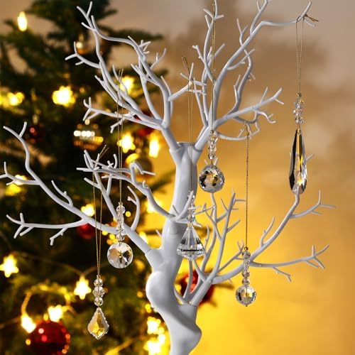 Landical 24 Pcs Crystal Christmas Ornaments Hanging,Clear - Image 3