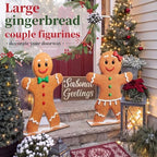 Sosation 2 Christmas Gingerbread Couple 24''porch Decor Standing Porch Sign - Image 4