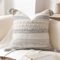 BlissBlush Gray Boho Decorative Throw Pillow Cover 22x22 Square Farmhouse Accent Cushion for Couch Sofa Livingroom Bedroom Pillowcase Modern Home Décor (Pack of 1) by BlissBlush