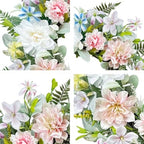 22 Inch Artificial Dahlia Wreaths for Front Door, Spring Summer Wreath with Eucalyptus, Fern & Lamb's Ear Leaves, Farmhouse Floral Wreath for Home Porch Window Wall, All Season Decor - Image 6