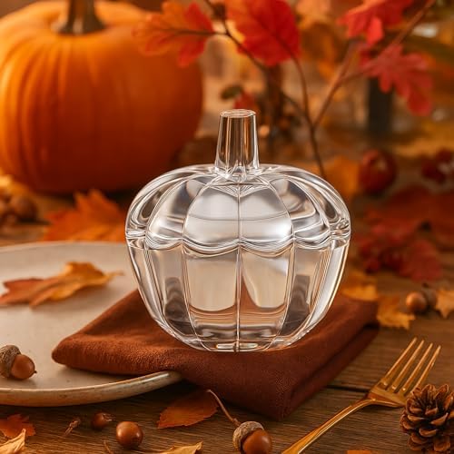 Tanlade 12 Pcs Glass Pumpkin Candy Jar Thanksgiving Candy Bowl Jars with Lids Pumpkin Container with Cover Transparent Target Glass Dish for Thanksgiving Home Party Wedding Decoration - Image 5