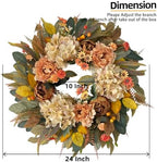 HipTree 24 Inch Fall Hydrangea Peony Wreath for Front Door - Image 3