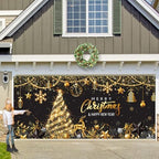 Tiamon Christmas Garage Door Cover Banner 7x16 ft Outdoor Xmas, Black Gold - Image 7