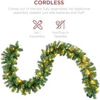 Best Choice Products 9ft Pre-Lit Battery Powered Christmas Garland for Stairs, Traditional Fireplace Holiday Decoration w/ 50 2-in-1 LED Lights - Image 5