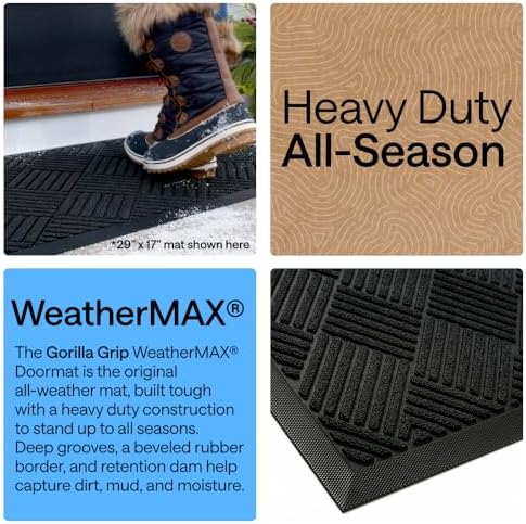 GORILLA GRIP WeatherMAX Door Mat, Indoor Outdoor Use, 47x35, Black Diamond - Image 3