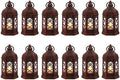 12-Pack Mini Moroccan Lanterns with LED Candle for Ramadan, Wedding, Small Decorative Lanterns for Baby Shower & Table Centerpiece, Ornament, Western Cowboy Party Decor, Red Brushed by ReperlaSpecialMiniSmallLanternDecoration