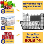 X-cosrack Metal Wire Basket Wall Mount, 4 Tier Extra Large Wall Storage Basket Organizer with Chalkboards, Kitchen Fruits and Vegetables Produce Bin Rack Toys Organizer Bathroom Tower Baskets (Black) - Image 2
