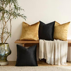 GIGIZAZA Pack of 4 Decorative Velvet Pillow Covers 20x20 Black Gold - Image 3