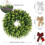 Pansu Boxwood Wreath, Artificial Green Wreath 18 Inch - Image 2
