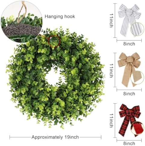 Pansu Boxwood Wreath, Artificial Green Wreath 18 Inch - Image 2