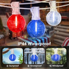 LAMPHOME 2 Pack 26Ft LED G40 Red White and Blue String Lights Outdoor, 4th of July Patriotic Lights with 12+1 Shatterproof Bulbs, Memorial Day Independence Day Decor for Yard Garden Patio - Image 4