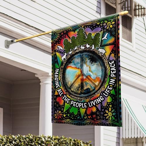 FLAGWIX All The People Living Life In Peace Hippie House Flag 30x40 by FLAGWIXLLC