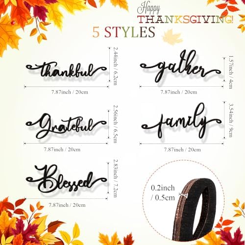 Jetec 40 Pieces Thanksgiving Decor Thankful Grateful Blessed, Black - Image 2