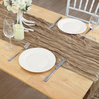 6 Pack Nude Cheesecloth Table Runner 120 Inch Boho Wedding Decor - Image 7